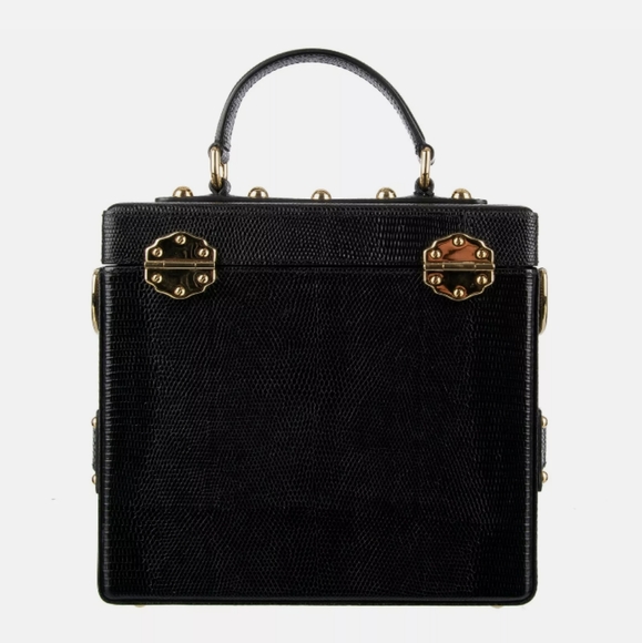 Dolce & Gabbana Iguana-Embossed Leather Lock Box Bag - Picture 2 of 7